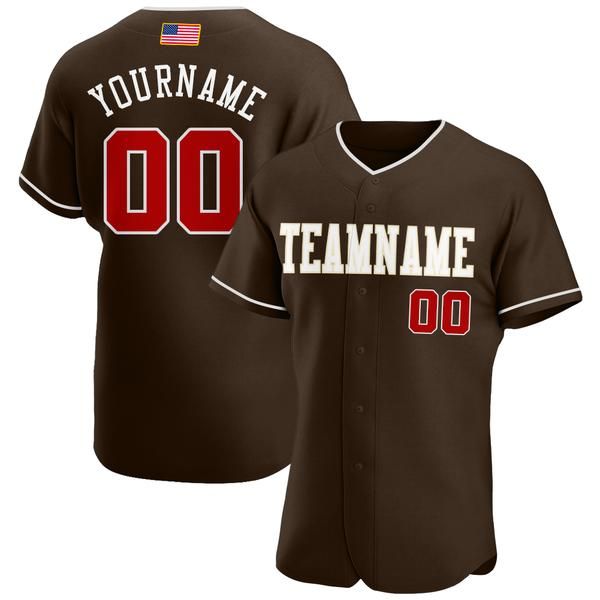Jersey di baseball di baseball Authentic Black Brown Blag personalizzato-4
