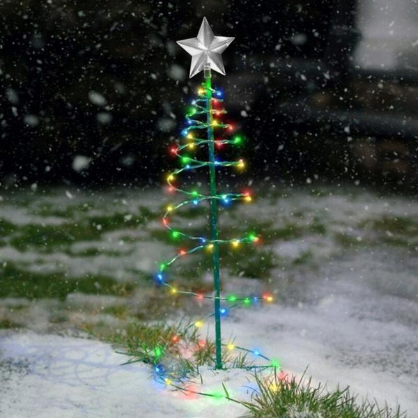 Decorazioni natalizie Decorazione solare per albero a LED in metallo Luci a corda Ornamento per decorazioni natalizie per esterni Navidad Neol