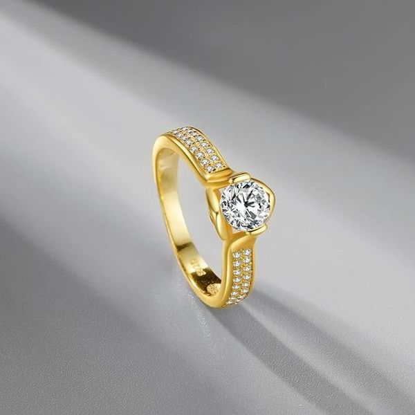S925 Silber vergoldet Gypsophila Simulation Moissanit Diamant Ring Mode Heiratsantrag Hochzeit Luxus Wunderschöner Schmuck
