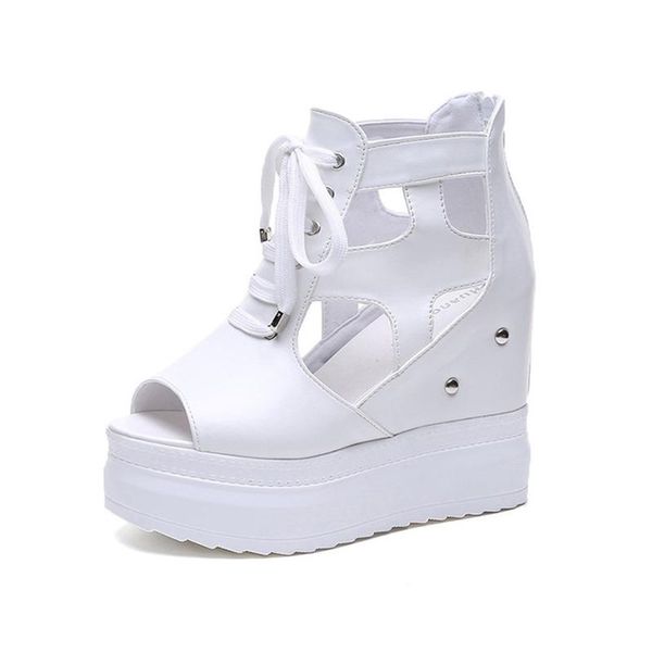 

sandals women's high heels 2021 summer pu leather gladiator sandal women wedges shoes chunky for woman platform, Black