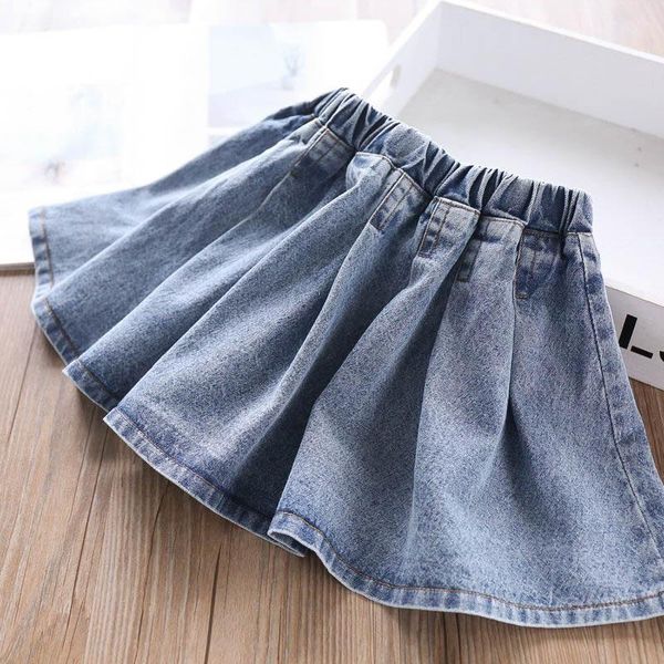 

owligbaby 2021 spring girls cowboy waist skirt childrenswear wholesale skirts, Blue