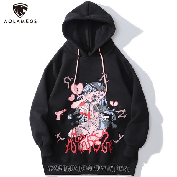 

aolamegs anime manga girl punk letter print hoodies men casual loose sweatshirt streetwear japanese harajuku otaku pullover 210819, White