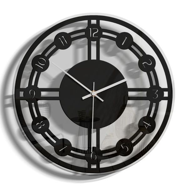 

wall clocks creative living room transparent art clock black acrylic with digital number
