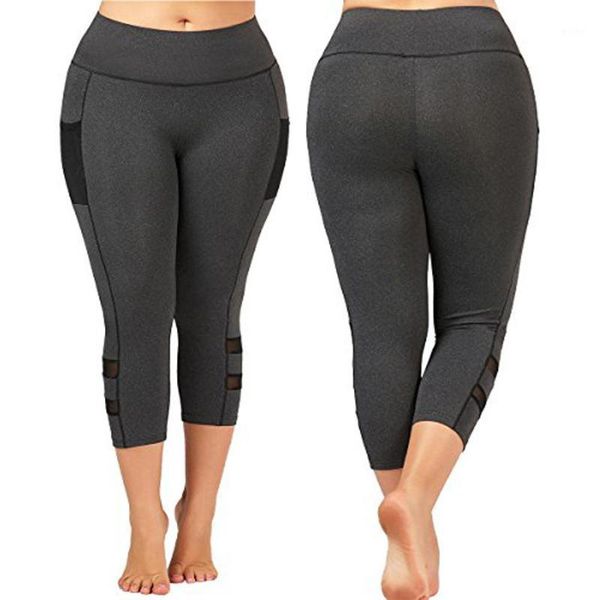 

yoga outfit plus size l-xxxxl capris leggings women tight stretch exercise bottoming pants solid color elastic push up leggins