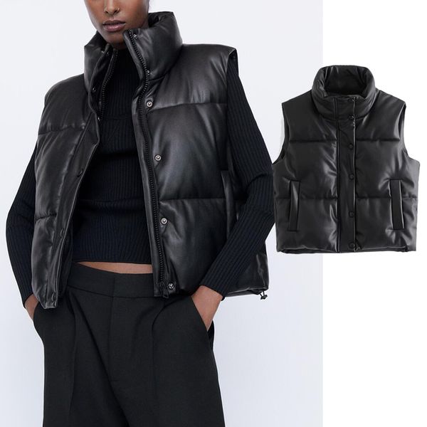 

women's down & parkas winter woman pu cotton coat jacket female turtleneck single-breasted zipper women's short jacket sh98, Black