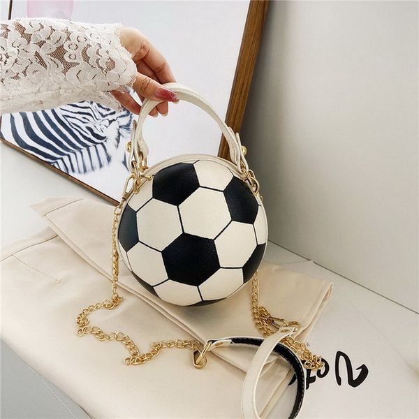 

basketball shape hand bag with fashion chains letter shoulder bag female mini crossbody bags circular purseby air, Black;white