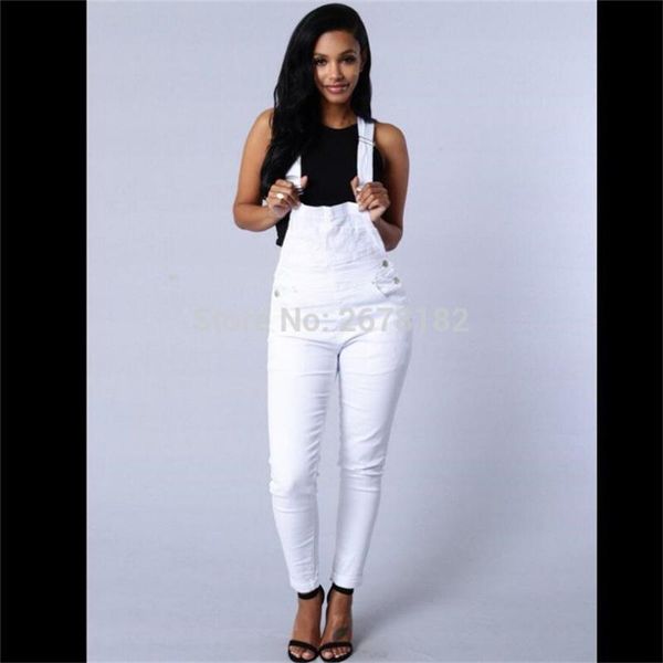 

women's jumpsuits & rompers denim women fashion high waist solid skinny long overalls jeans female casual spring autumn, Black;white