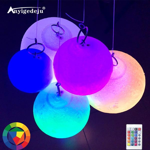 

wall lamp 16 colors led moon usb rechargeable decorative lights 3d print light hang ceiling dimmable lamps night