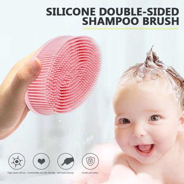 

hair brushes silicone shampoo brush scalp massager portable shower scrubbing for exfoliating spa slimming massage, Silver