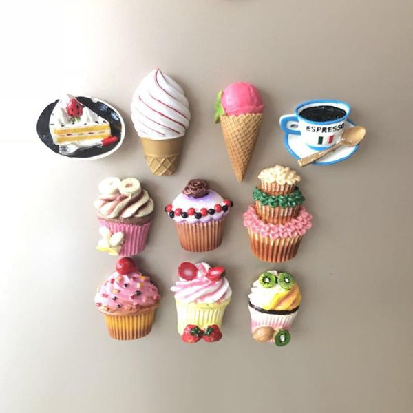 

fridge magnets creative simulation cake dessert cone three-dimensional resin magnet message post tool decorations