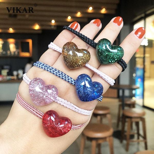 

girls cute heart elastic hair band scrunchie women children ponytail holder rope rubber headwear accessories