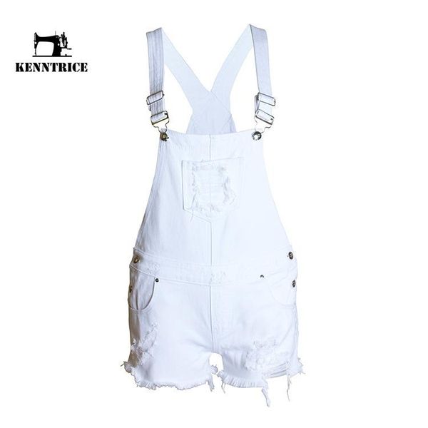 

women's jumpsuits & rompers kenntrice summer short loose ripped white denim for women holes jeans, Black;white