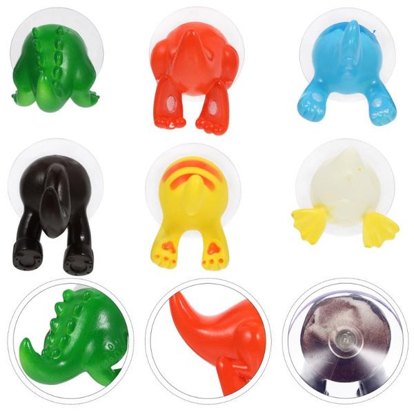 

hooks & rails 6pcs cartoon traceless punch door suction cup bathroom kitchen
