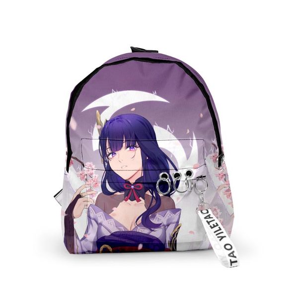 

backpack genshin impact raiden shogun 3d printing women oxford hanging buckle style girl child school bag travel