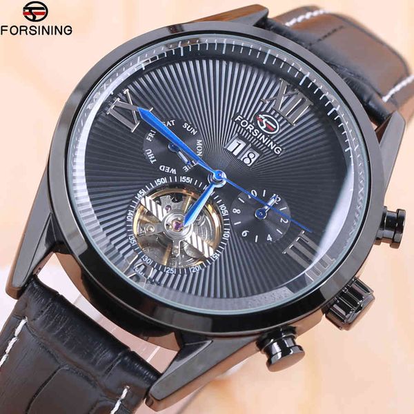 

2021 men watches brand luxury forsining automatic waterproof sports clock leather business polar relogio, Slivery;brown