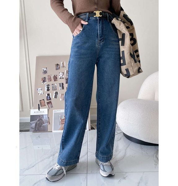 

high waist women's autumn blue loose wide leg pants