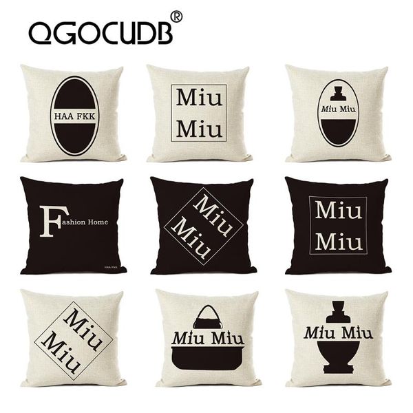 

cushion/decorative pillow 45 * 45cm black and white letter linen cushion cover fashion design haafkk sofa living room decoration