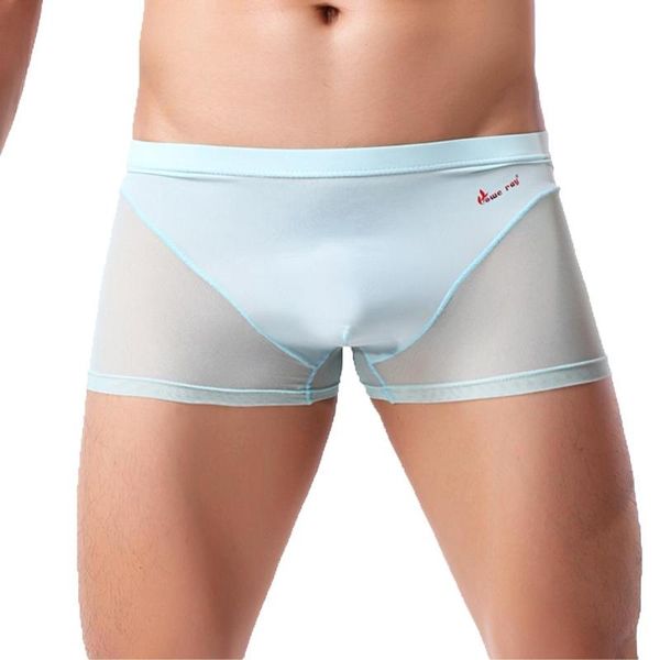 

underpants men's stitching mesh underwear plain boxer briefs breathable knickers, Black;white