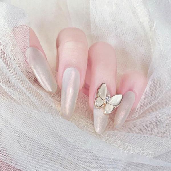 

false nails 24pcs bow fake nail patch glue type removable long paragraph fashion manicure save time, Red;gold