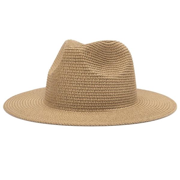 

wide brim hats all-match panama straw hat summer for women/men solid color beach sun 2021, Blue;gray
