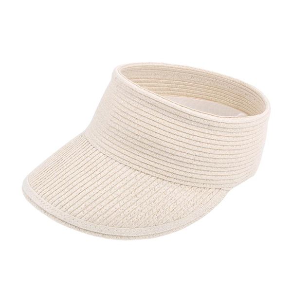 

women wide brim lightweight roll up adjustable size straw sun hat visors camping outdoor sports uv protection summer fashion hats, Black;white