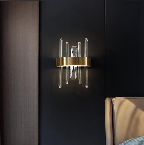 

modern gold metal crystal wall light restaurant bar villa el living room dining decor sconce wa159 lamp