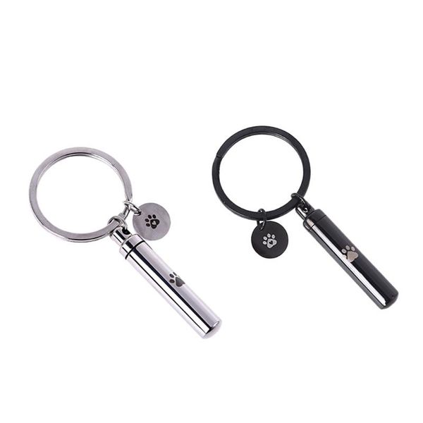 

charms cute cream jar necklace ash pendant keychain with waterproof rubber ring ornaments dog cat urn cremation souvenir vial, Bronze;silver