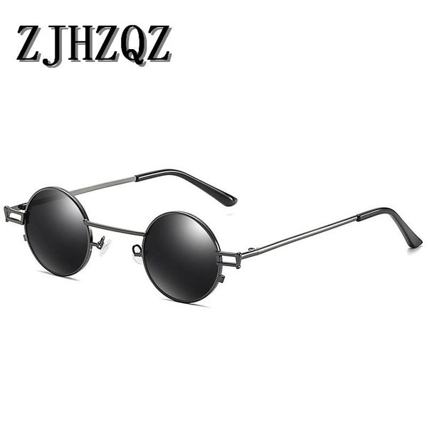 

sunglasses zjhzqz retro round polarized metal steampunk vintage mens womens coating lens silver mirrored eyewear, White;black