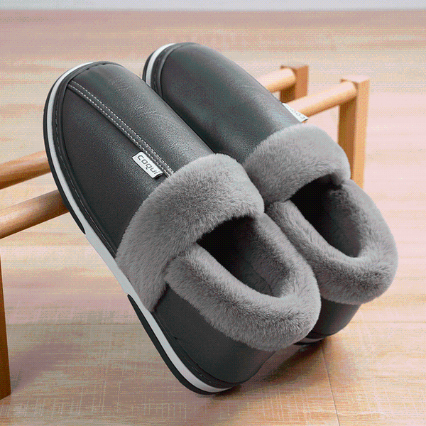 

slippers 2021 winter thicken warm cotton padded shoes man short plush waterproof men non slip flat, Black