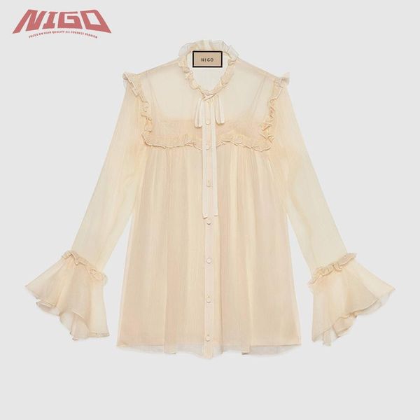 

women's t-shirt nigo dr 21ss silk ruffle shirt #nigo11218, White