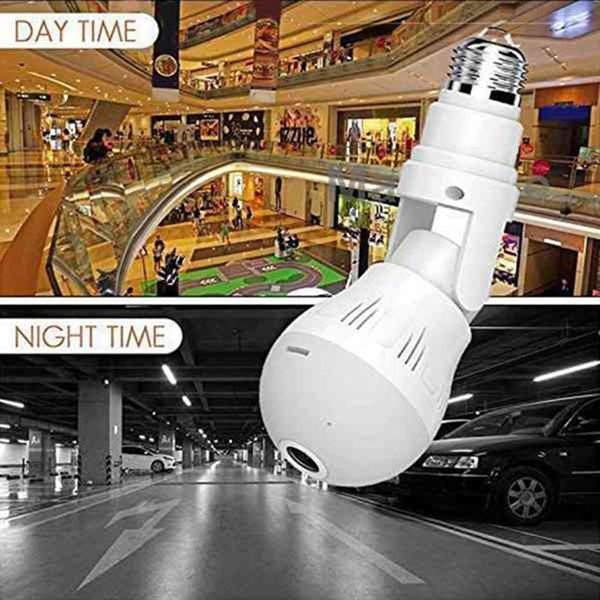 

webcams wifi camera led light 1080p wireless panorama security cctv bulb fisheye two way night vision camera(32g)