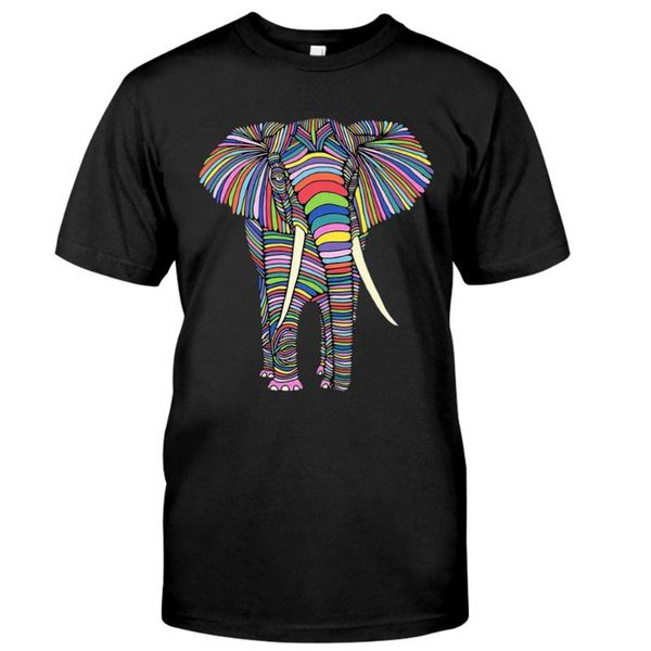 

men's t-shirts animal pure cotton t-shirt rainbow elephant design printed short sleeve fashion cool tshirts harajuku casual tee streetw, White;black