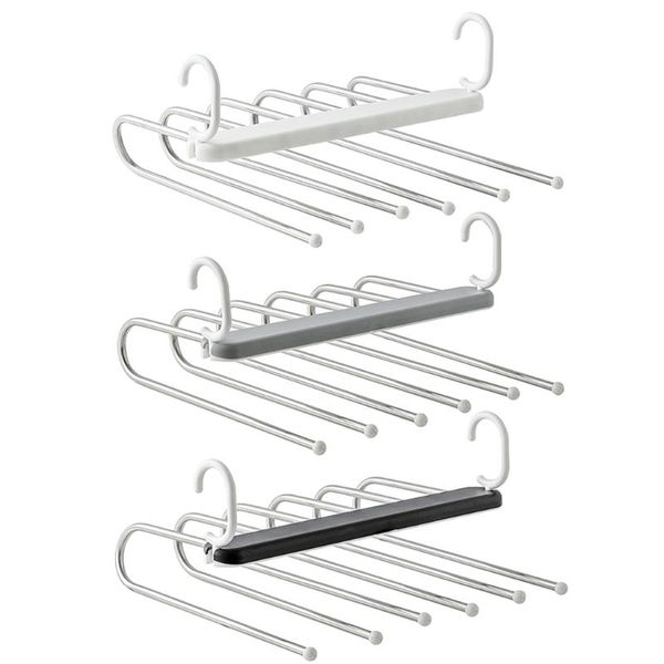 

hangers & racks 6 layers non-slip space saving pants hanger stainless steel storage drying clothes organizer with double hook