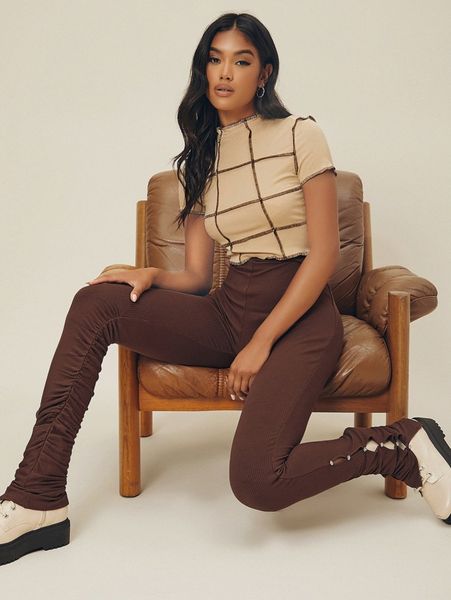 

ribbed rhinestone button cutout leggings w30e#, Black