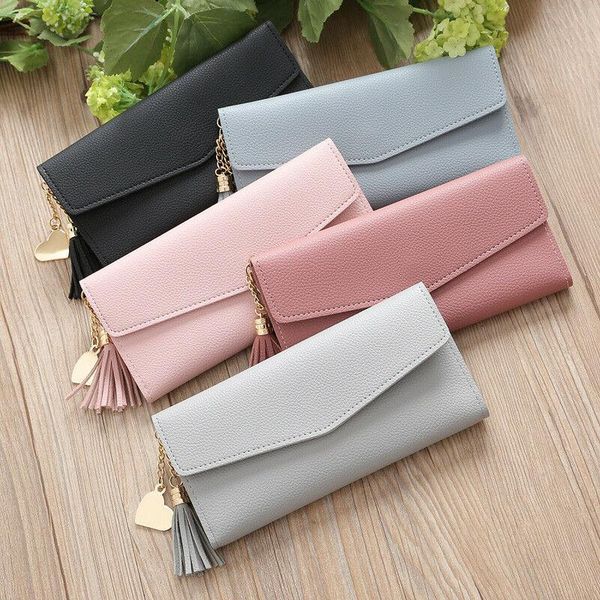

wallets 2021 fashion women zipper purses black light gray red long section clutch wallet soft pu leather money bag, Red;black