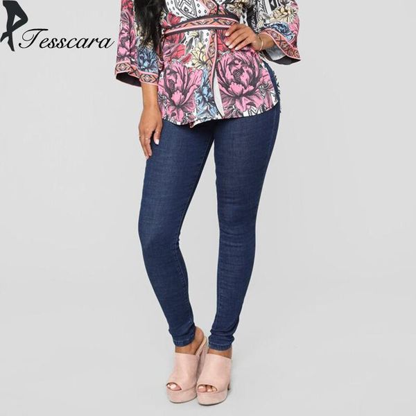 

women's jeans women spring autumn high waist skinny basic pants 2021 fashion female plus size brand quality outwear jean, Blue