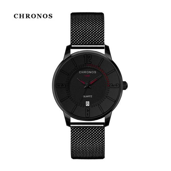 

wristwatches chronos men watches waterproof fashion casual stainless steel wristwatch quartz ch45, Slivery;brown