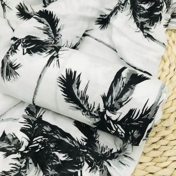 

blankets & swaddling palm tree 100% bamboo fiber muslin baby swaddle wrap for born blanket babies bath towel very soft big diaper bedding