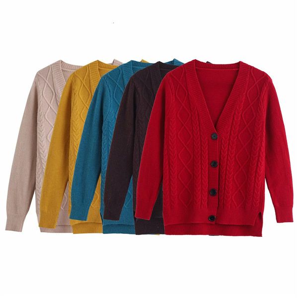 

women's knits & tees women autumn fashion single breasted v-neck sweater female vintage long sleeve weave print cashmere cardigans, White