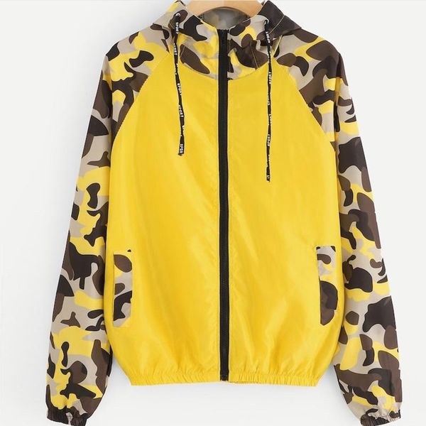

women's jackets plus size women camouflage print autumn streetwear cool long sleeve loose casual with hooded shirt femme, Black;brown