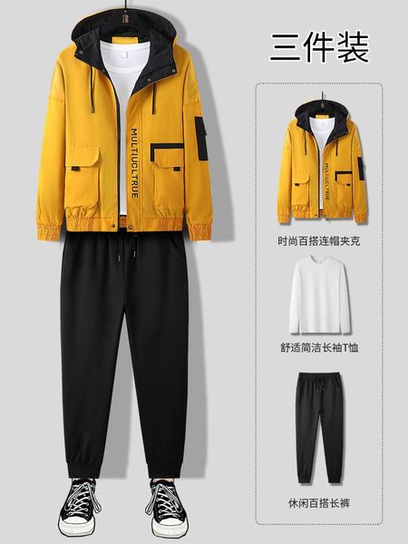 

men's tracksuits men casual sweat suits matching sets spring autumn fashion trend jacket ropa hombre clothing bc50tz, Gray