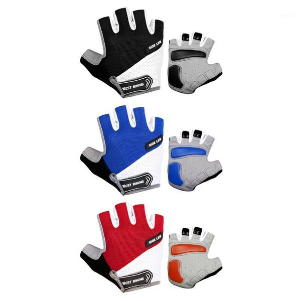 

cycling gloves anti-slip half finger breathable anti- sports mountain bike bicycle men women mittens1, Black