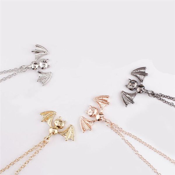 

cool gothic plant animal necklace for women men bat eagle heart rose pendant costume party jewelry gifts necklaces, Silver