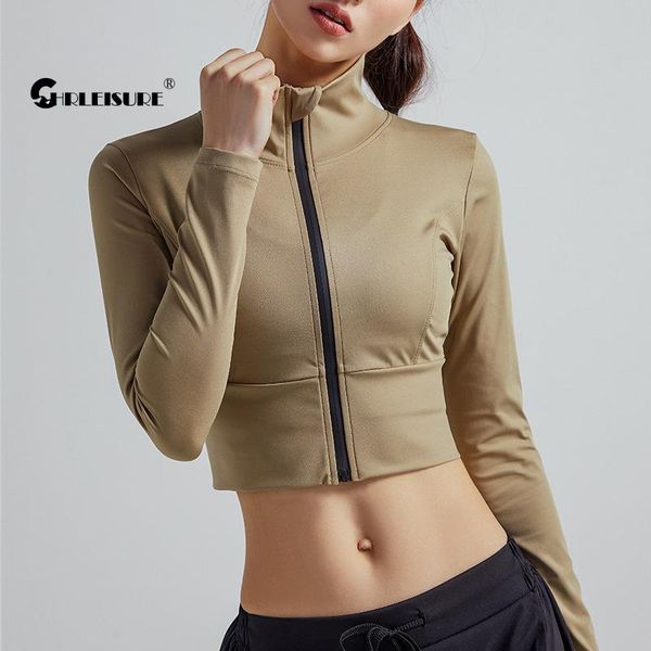 

tight fitness long sleeve stand-up collar zipper yoga women's shirt running breathable quick dry sportswear outfit