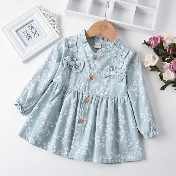 

girl's dresses fashion toddler girls long sleeve solid ruched floral flower bow dressed clothes baby o-neck a-line casual cute vestidos, Red;yellow