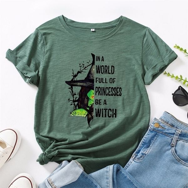 

jcgo fashion summer t shirt women plus size 5xl cotton halloween witch print female short sleeve tshirts casual lady tee 210318, White
