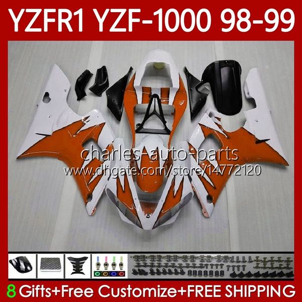 Fairings de OEM para Yamaha YZF-R1 YZF1000 YZF R1 1000 CC YZFR1 98 99 00 01 Bodywork 82No.80 YZF R1 1000CC 1998 1999 2000 2001 YZF-1000 98-01 Motocicleta Kit de corpo laranja