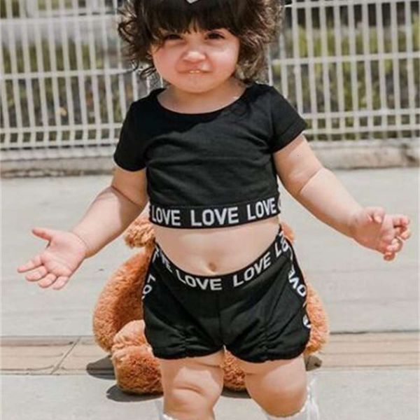 

boys and girls suits ins summer girls' letter printing fashion short sleeve suit, White