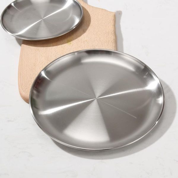 

dishes & plates stainless steel dinner restaurant gold serving tray round dessert cake snack silver storage plate korean cutlery
