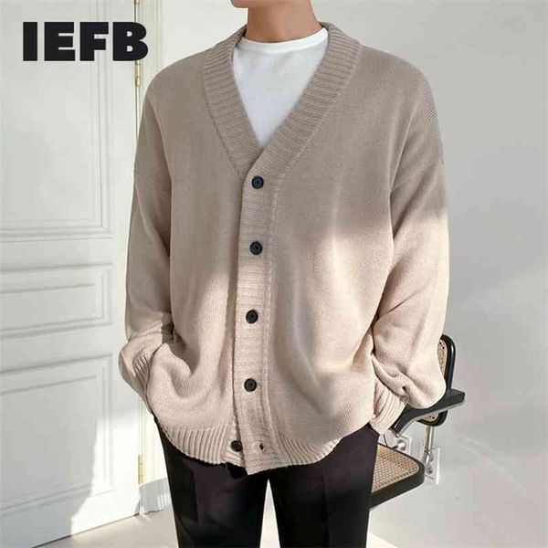 

iefb korean single breasted v collar kintted cardigan sweater men's outerwear trendy handsome mens knitwear spring autumn 9y4499 210820, White;black